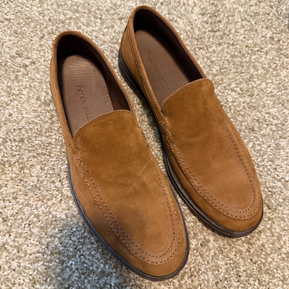 Peter Millar Crown Crafted Excursionist Venetian Suede Loafers Brown sz 8